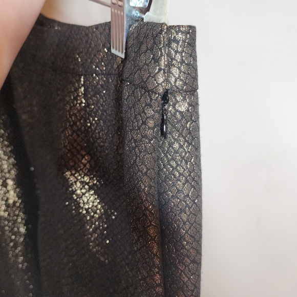 Anne Klein Shimmering Gold Metallic Black Snake Print Pants Size 12 - Picture 12 of 17
